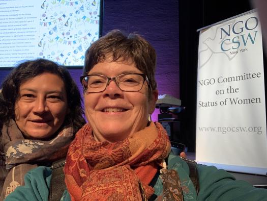 Silvana Ferez, RSCJ (left) and Sheila Smith, RSCJ (right) at CSW66.