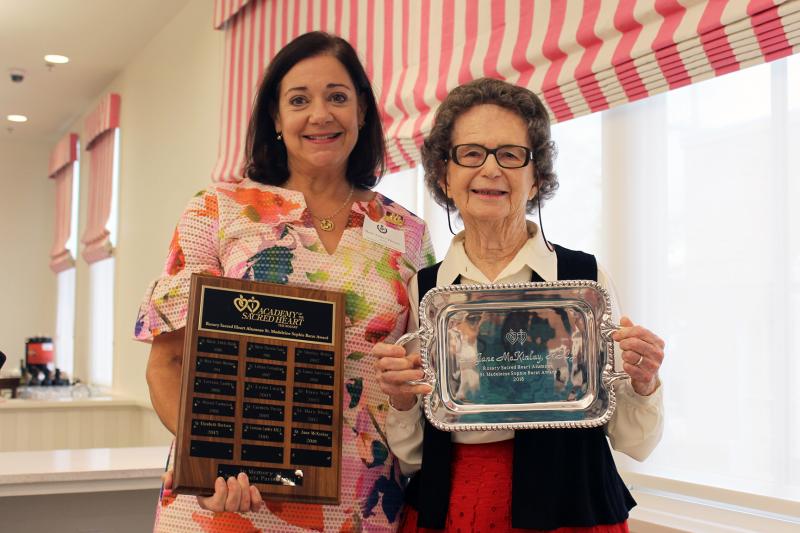 Sister McKinlay receives the St. Madeline Sophie Barat Award from Beth Talbot Dienes '79, Rosary Sacred Heart Alumnae Association President