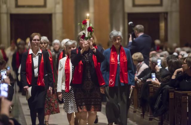 Provincial Sheila Hammond leads RSCJ in the opening procession at the Bicentennial Closing Mass