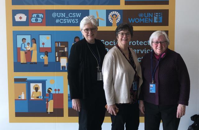 (From left to right) Bridget Bearss, RSCJ; Sheila Smith, RSCJ; Anne-Marie Conn, RSCJ