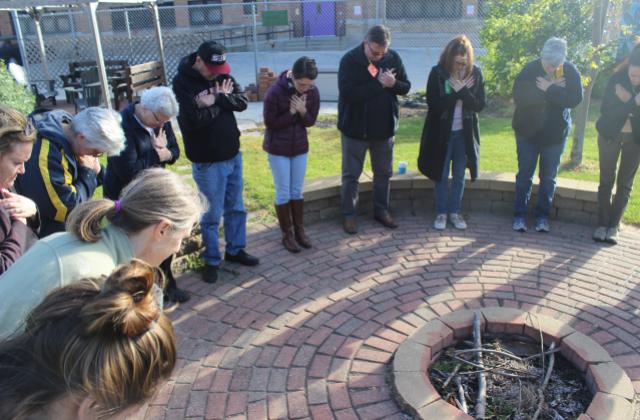 Bridget Bearss, RSCJ (4th from the left) and Ruth Cunnings, NSCJ (2nd from the right) participate in the circle process 