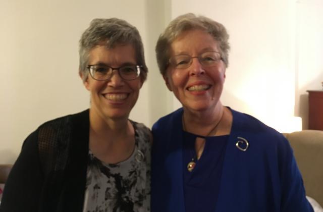 Ruth Cunnings, NSCJ (left), with Provincial Sheila Hammond, RSCJ (right)